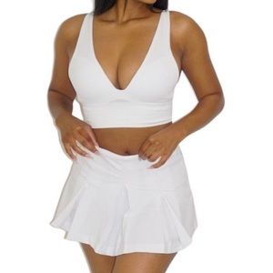 White Two Piece Skirt Set